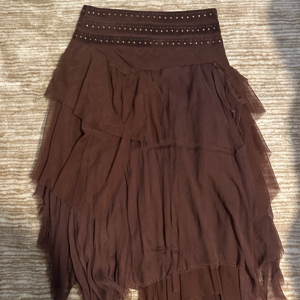 Free People Studded Brown Maxi Skirt